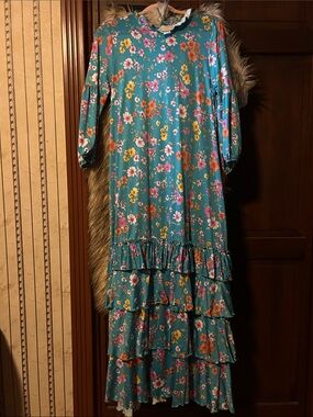 Zadie B’s Teal Floral Ruffle Maxi Dress